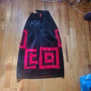 Vintage Red and Black Velvet Maxi Skirt, Size 4